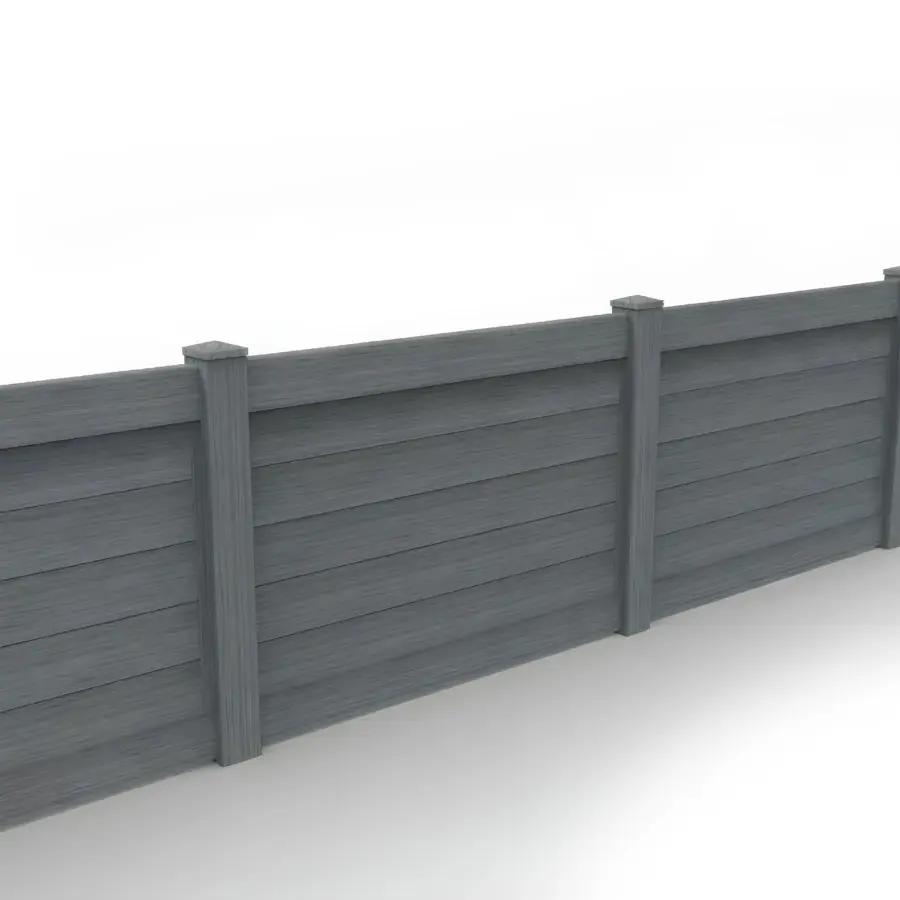 Vinyl Horizontal Privacy Fence Panel, 4ft height 6ft width, Arctic Blend