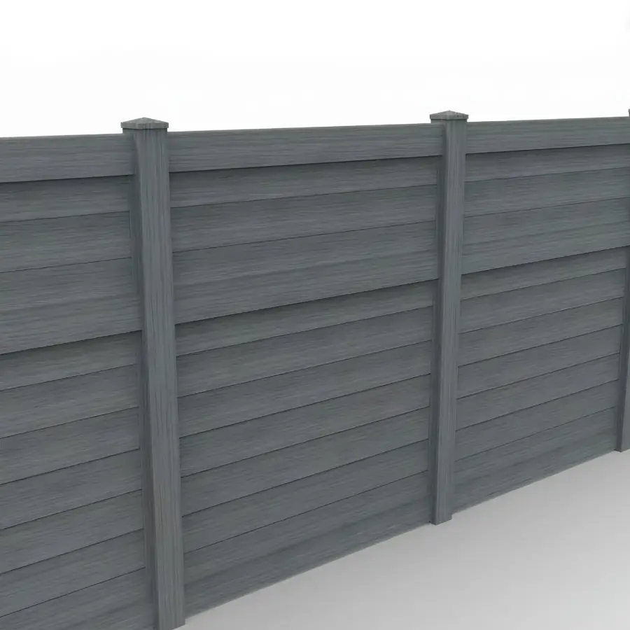 Vinyl Horizontal Privacy Fence Panel, 7ft height 6ft width, Arctic Blend