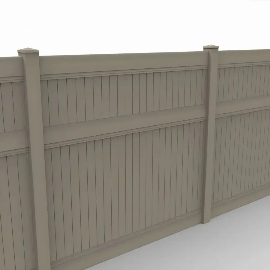 Vinyl Vertical Privacy Fence Panel, 7ft height 8ft width, Clay