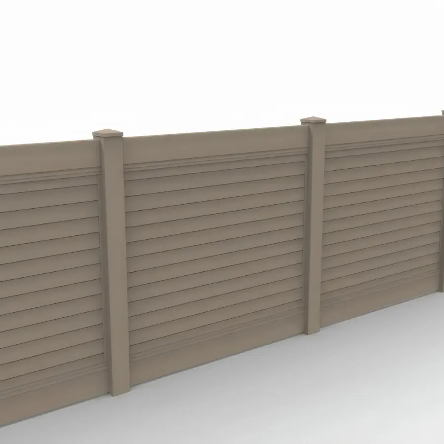 Vinyl Horizontal Privacy Fence Panel, 5ft height 6ft width, Clay