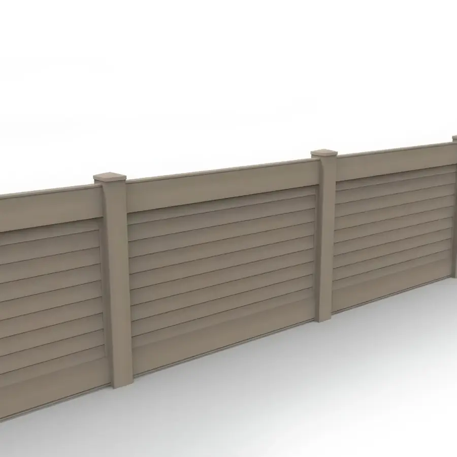 Vinyl Horizontal Privacy Fence Panel, 4ft height 6ft width, Clay
