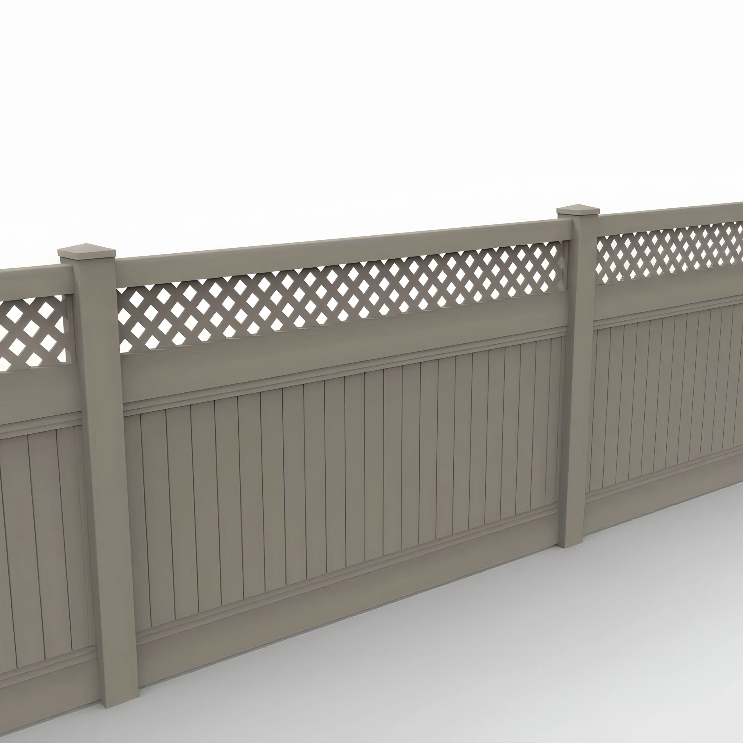 Clay 11 Vinyl Vertical Privacy Fence Panel w/Lattice Top, 5ft height 8ft width, Clay - Image 1