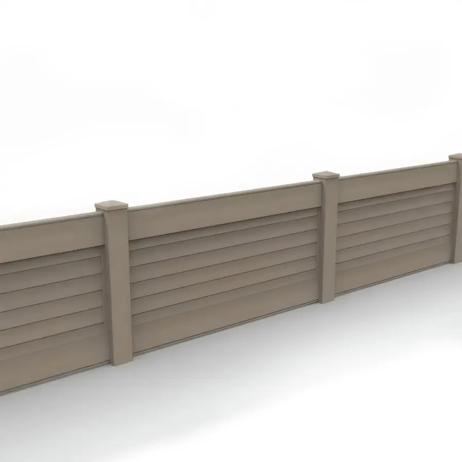 Vinyl Horizontal Privacy Fence Panel, 3ft height 6ft width, Clay