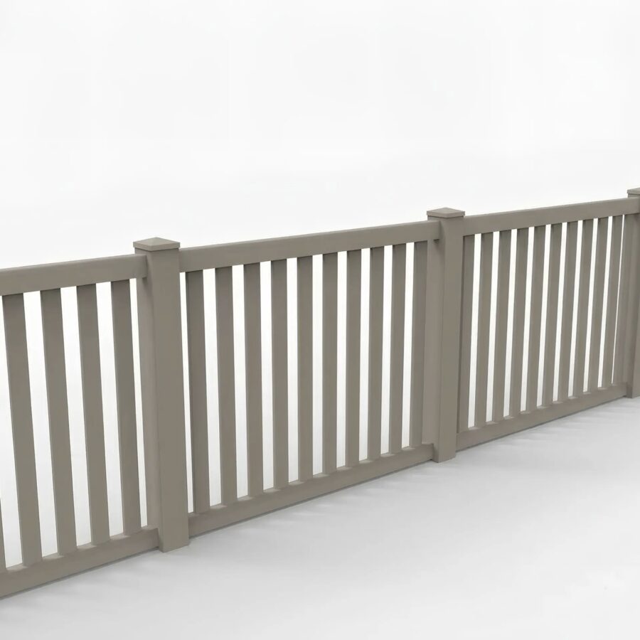 Vinyl Vertical Flat Picket Fence Panel, 4ft height 6ft width, Clay
