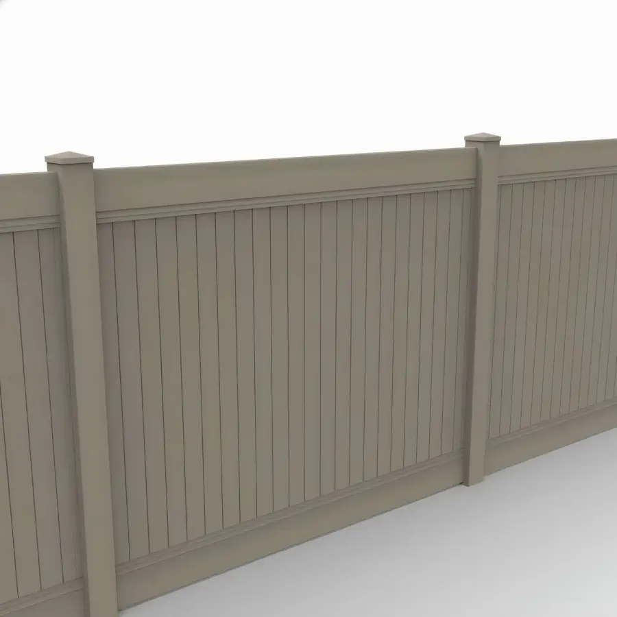 Vinyl Vertical Privacy Fence Panel, 6ft height 8ft width, Clay