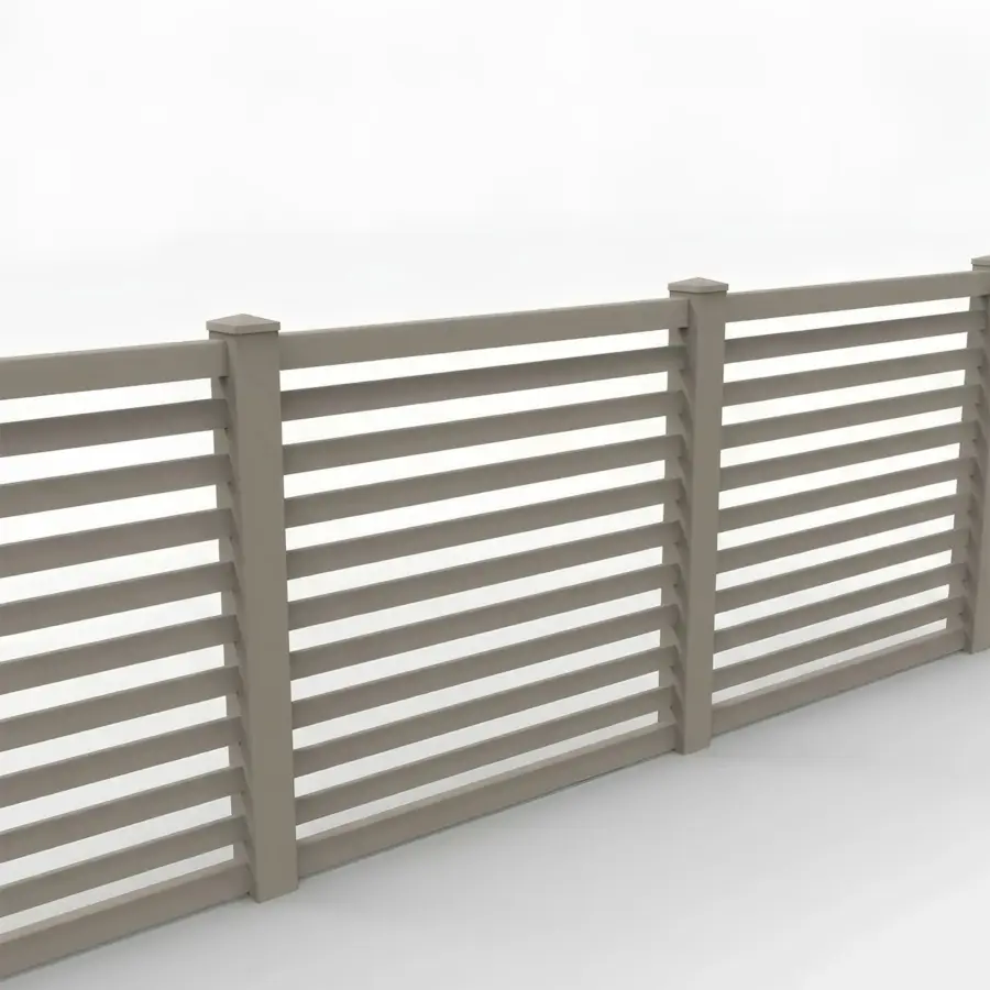 Vinyl Horizontal Flat Picket Fence Panel, 5ft height 6ft width, Clay