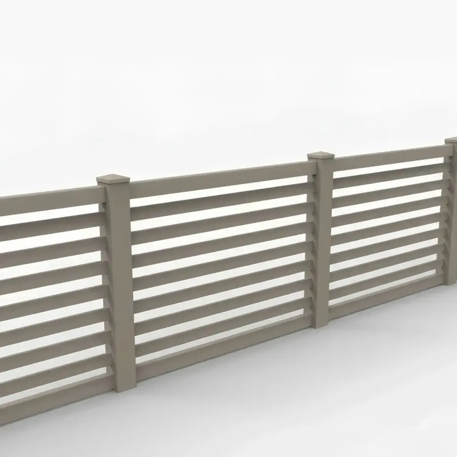 Vinyl Horizontal Flat Picket Fence Panel, 4ft height 6ft width, Clay