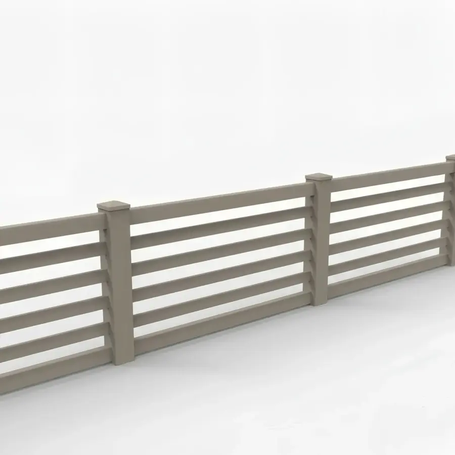 Vinyl Horizontal Flat Picket Fence Panel, 3ft height 6ft width, Clay