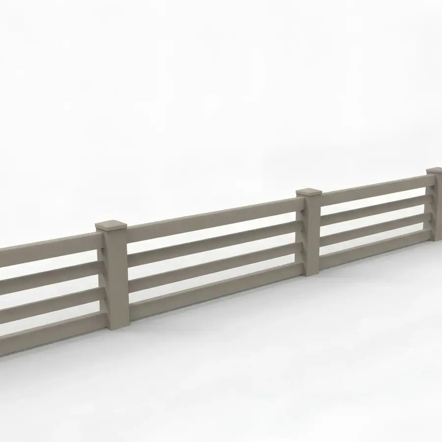 Vinyl Horizontal Flat Picket Fence Panel, 2ft height 6ft width, Clay