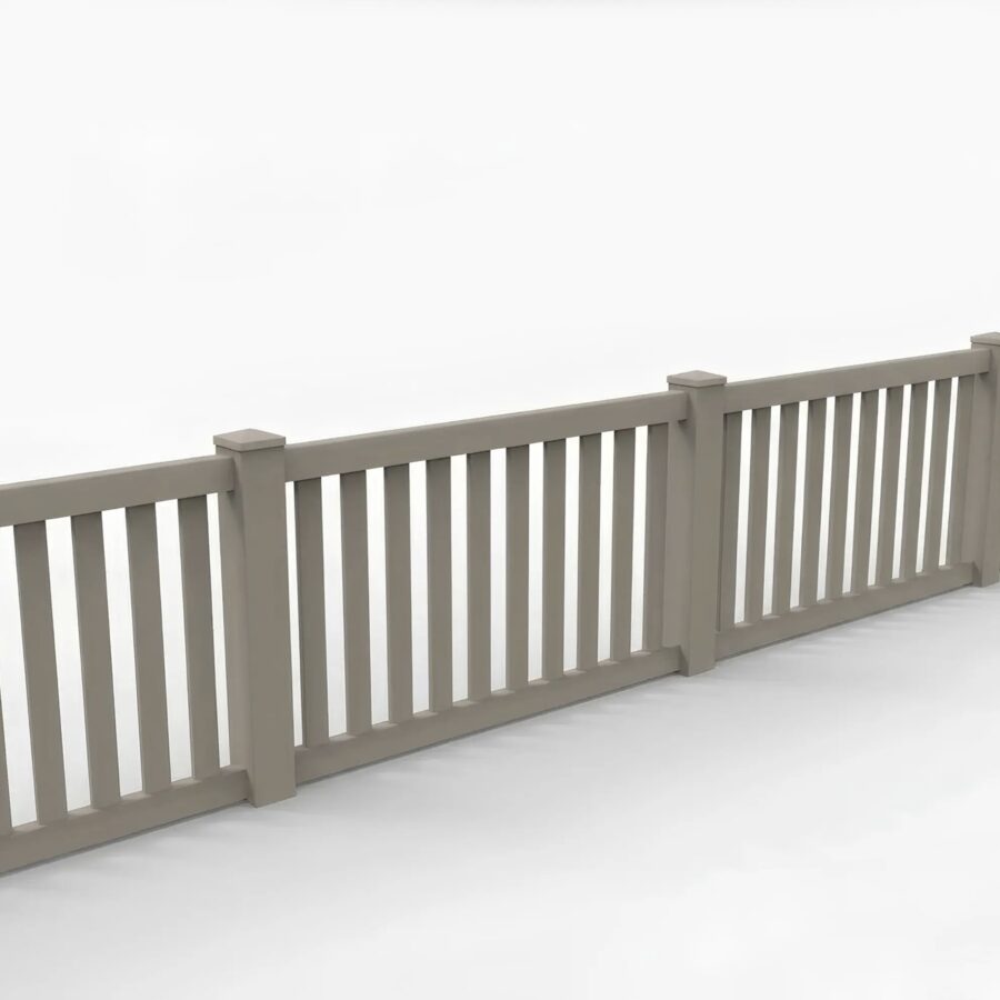 Vinyl Vertical Flat Picket Fence Panel, 3ft height 6ft width, Clay