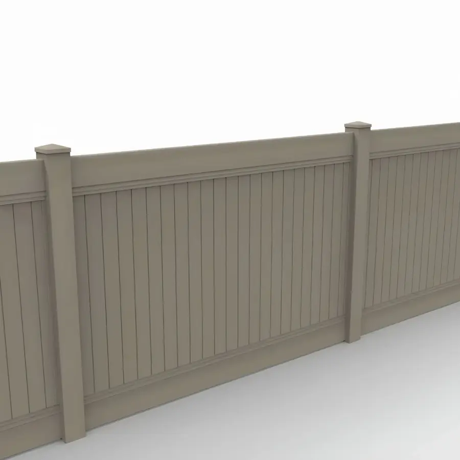 Vinyl Vertical Privacy Fence Panel, 5ft height 8ft width, Clay
