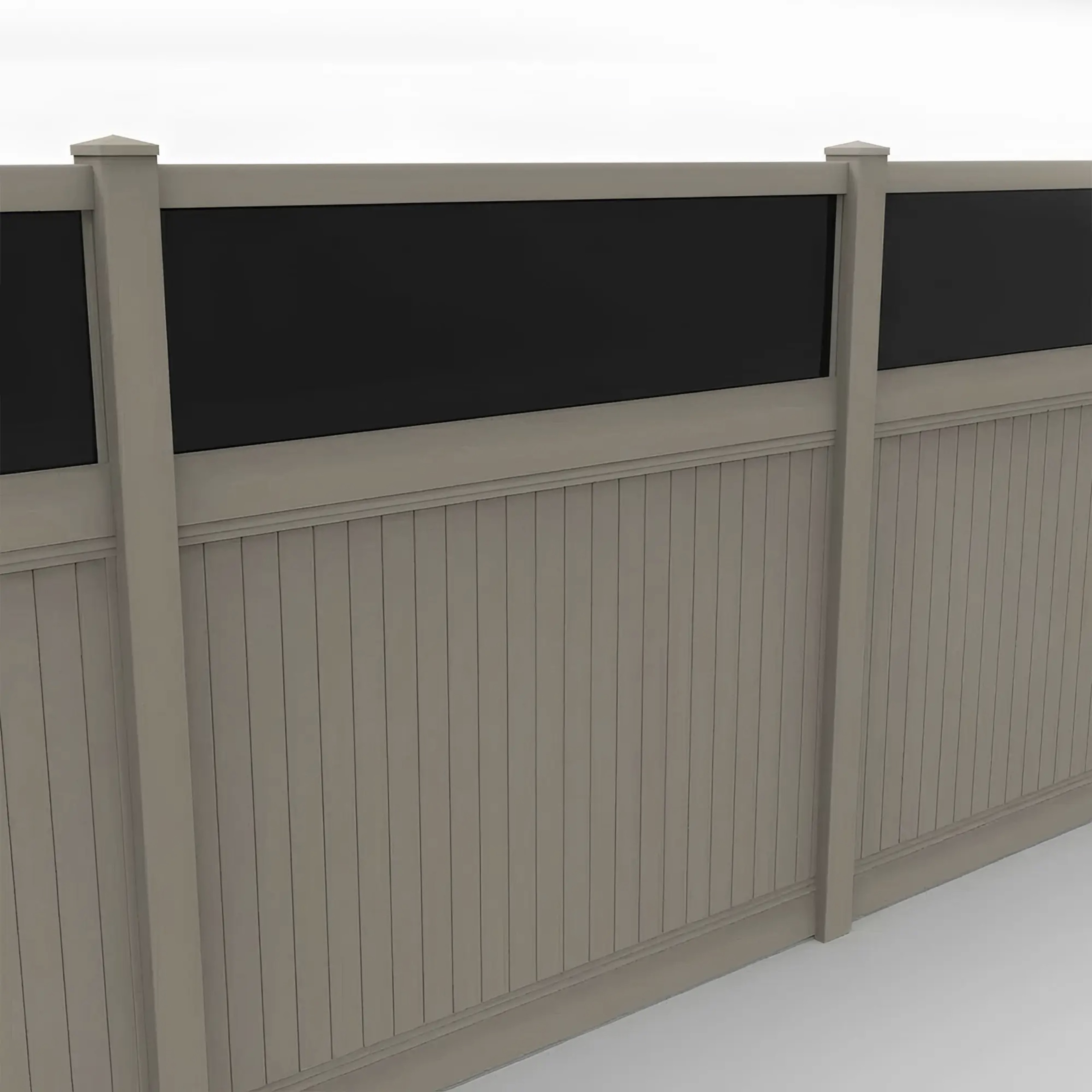 Clay Vinyl Vertical Privacy Fence Panel w/Acrylic Top, 8ft height 8ft width, Clay - Image 1