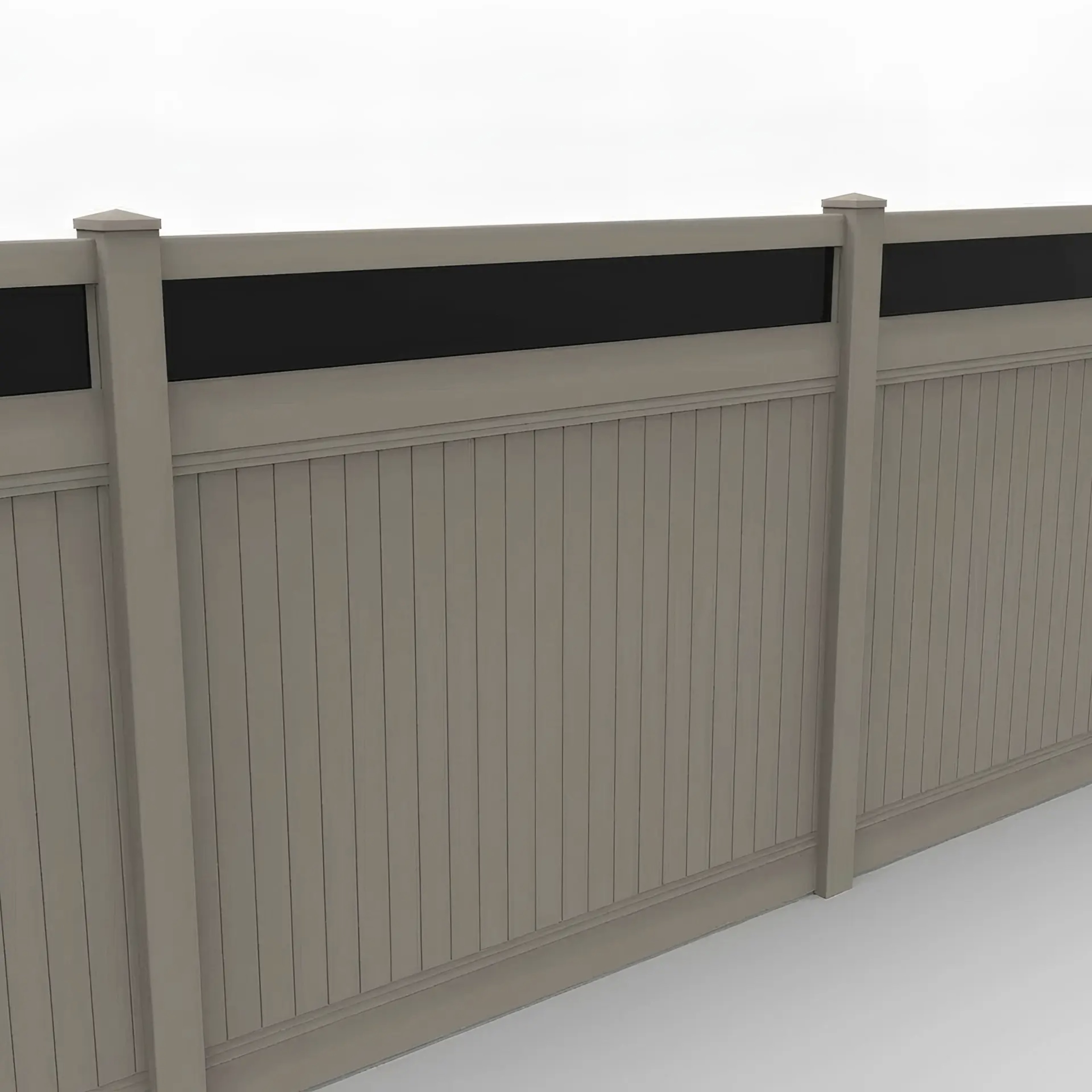 Clay Vinyl Vertical Privacy Fence Panel w/Acrylic Top, 7ft height 8ft width, Clay - Image 1