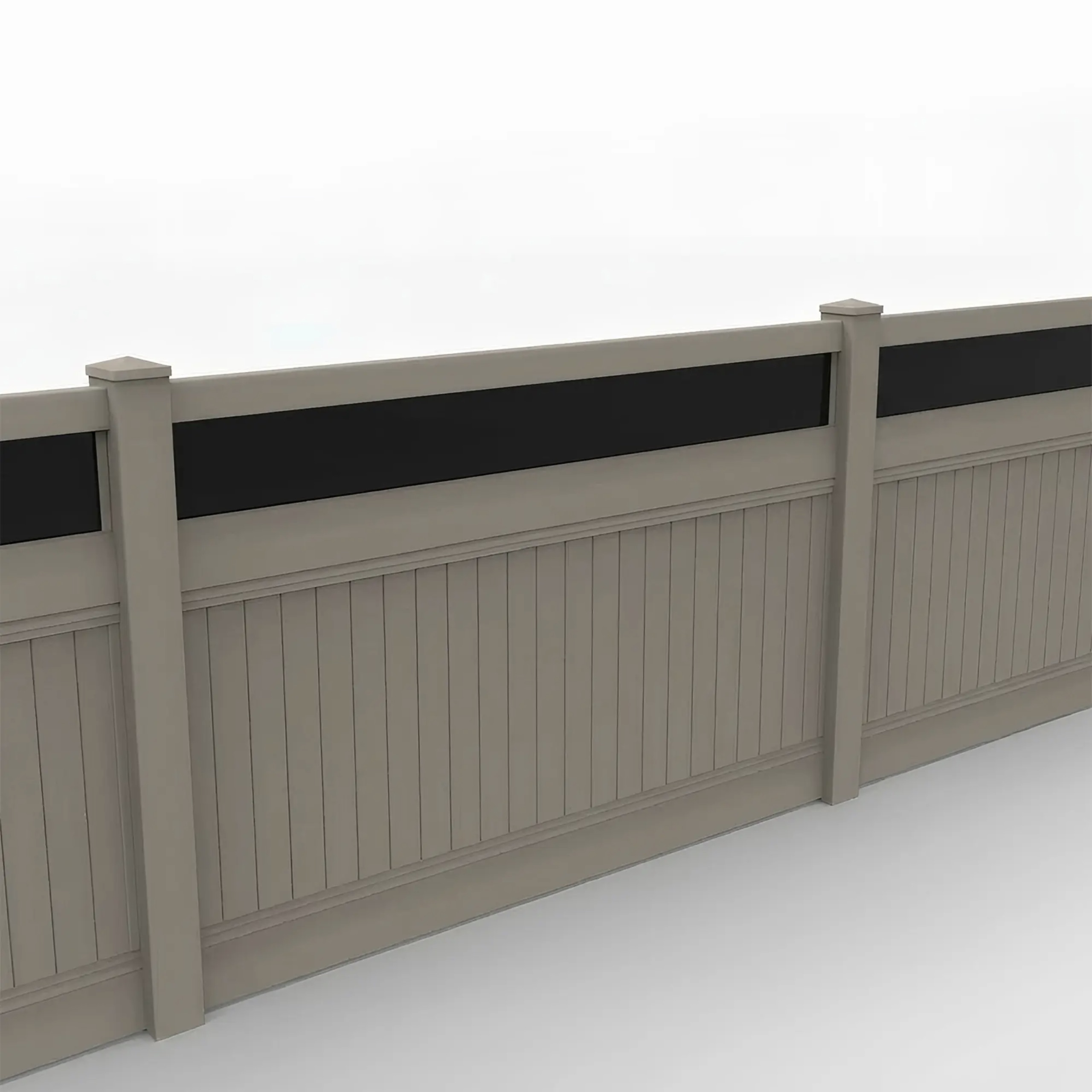 Clay Vinyl Vertical Privacy Fence Panel w/Acrylic Top, 5ft height 8ft width, Clay - Image 1