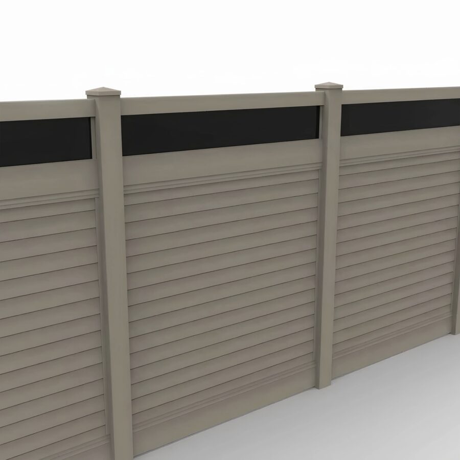 Vinyl Horizontal Privacy Fence Panel w/Acrylic Top, 7ft height 6ft width, Clay