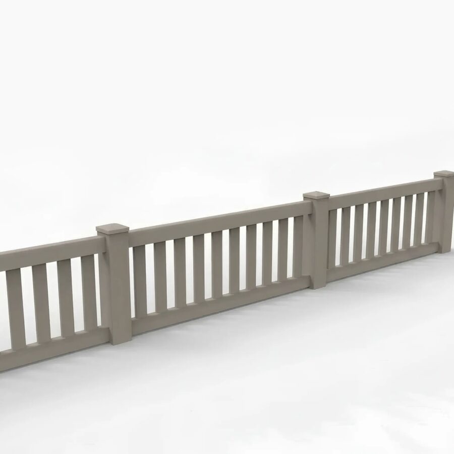 Vinyl Vertical Flat Picket Fence Panel, 2ft height 6ft width, Clay