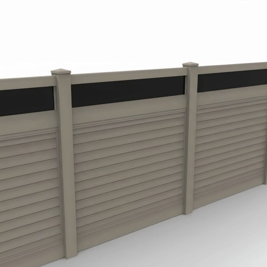 Vinyl Horizontal Privacy Fence Panel w/Acrylic Top, 5ft height 6ft width, Clay