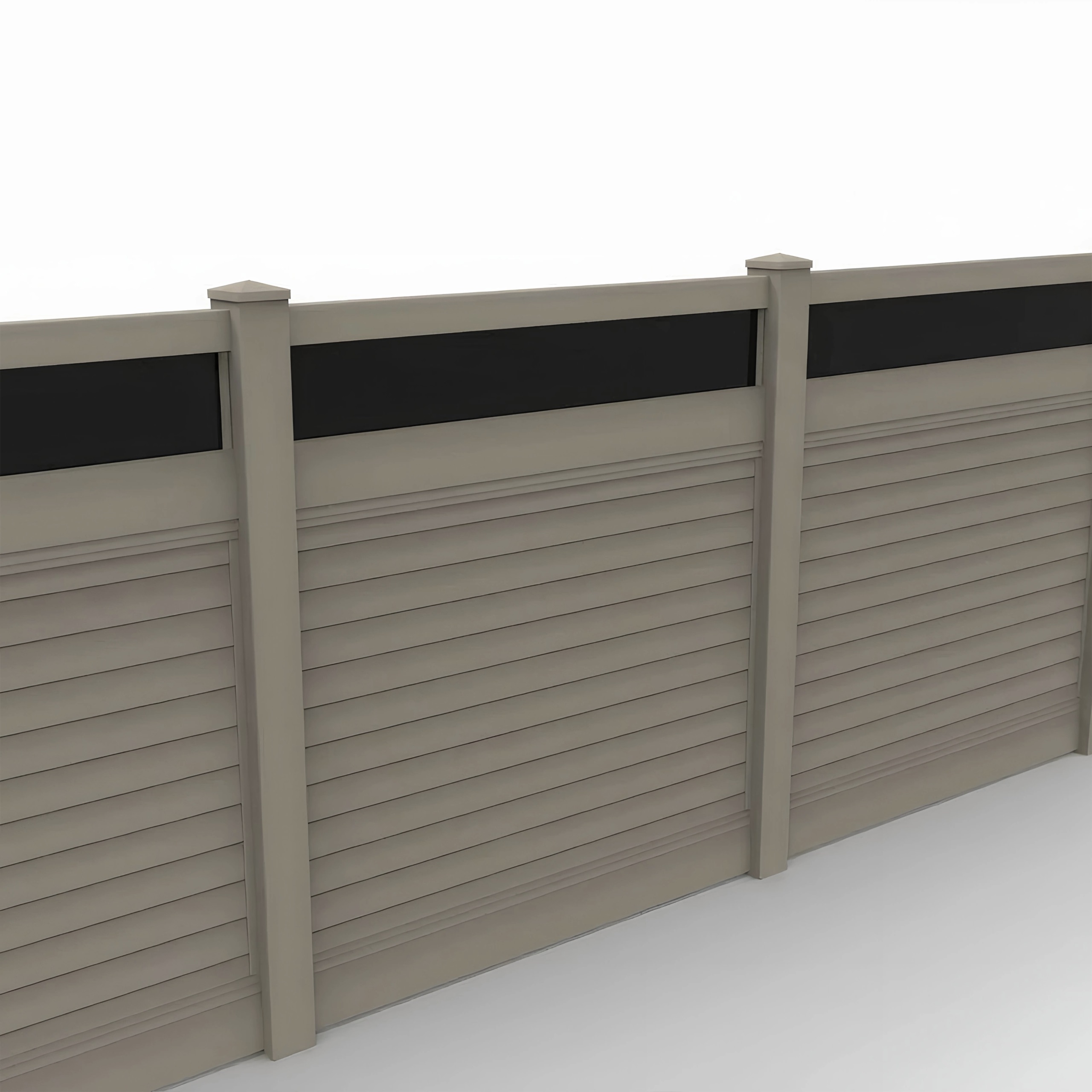 CLay Vinyl Horizontal Privacy Fence Panel w/Acrylic Top, 5ft height 6ft width, Clay - Image 1