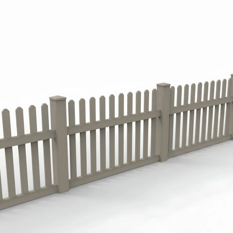 Vinyl Straight Picket Fence Panel, 3ft height 6ft width, Clay