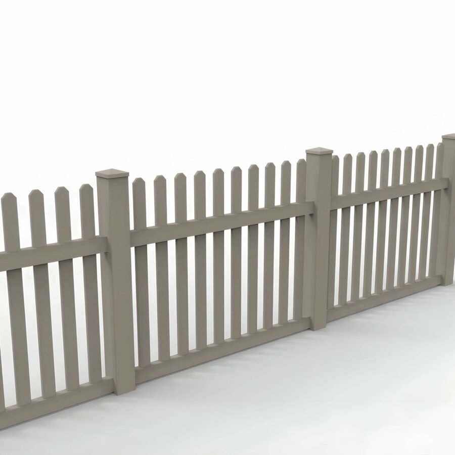 Vinyl Straight Picket Fence Panel, 4ft height 6ft width, Clay