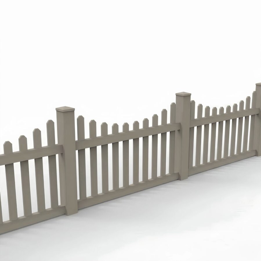 Vinyl Scalloped Picket Fence Panel, 3ft height 6ft width, Clay