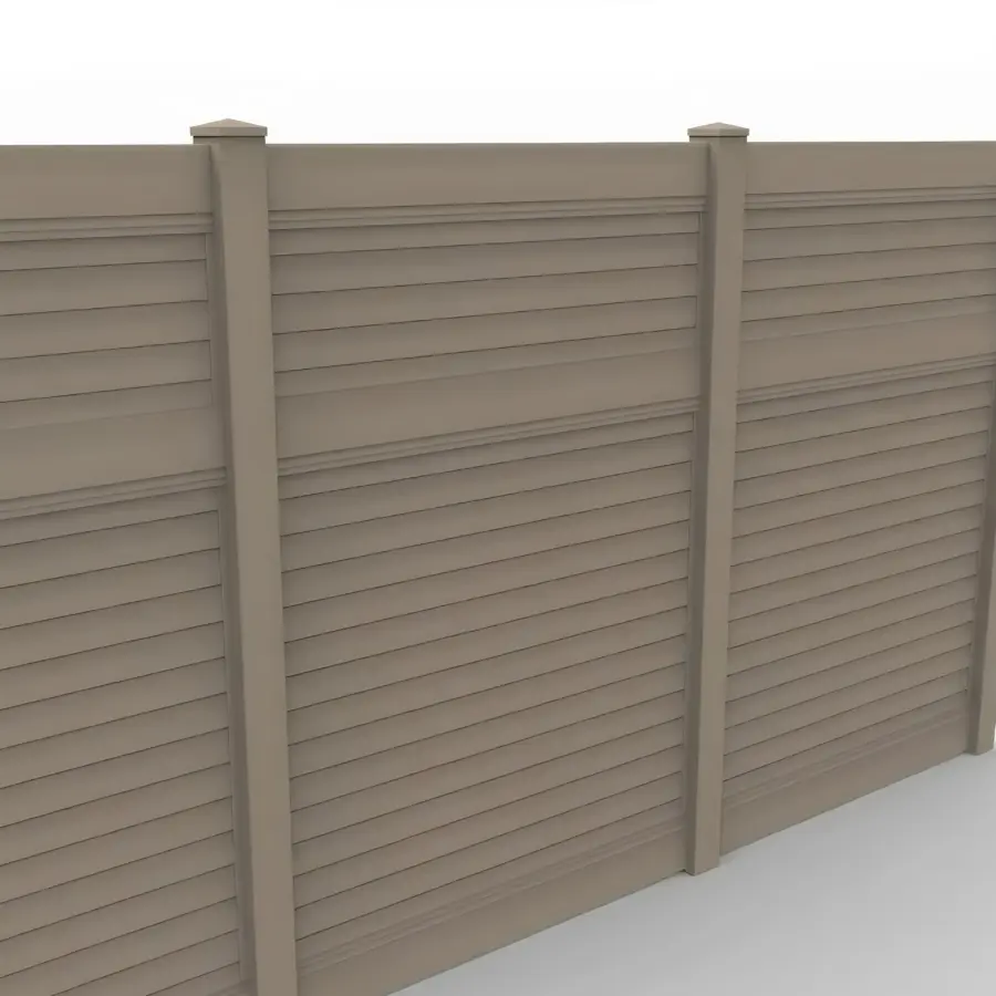 Vinyl Horizontal Privacy Fence Panel, 8ft height 6ft width, Clay