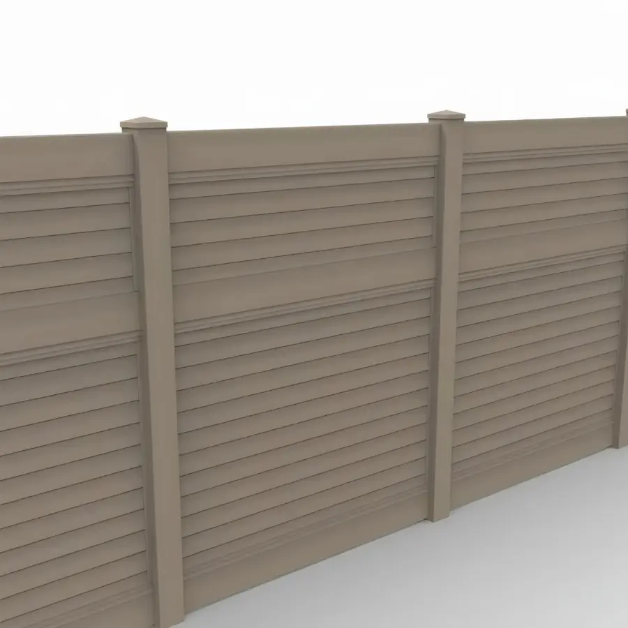 Vinyl Horizontal Privacy Fence Panel, 7ft height 6ft width, Clay