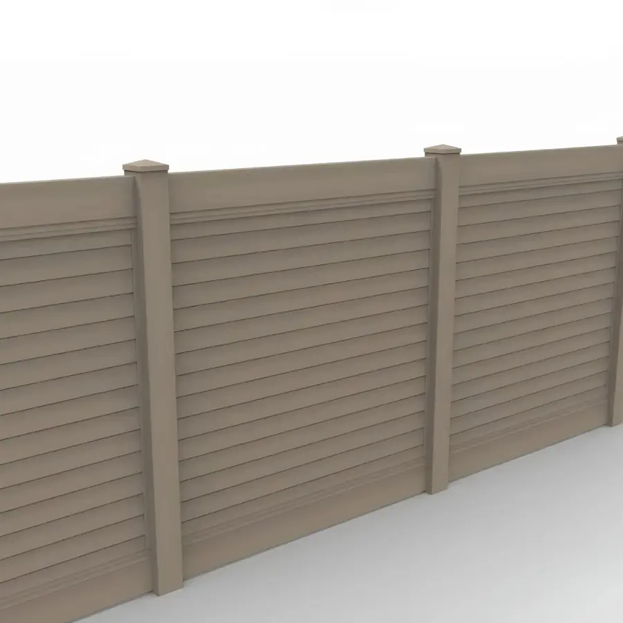 Vinyl Horizontal Privacy Fence Panel, 6ft height 6ft width, Clay