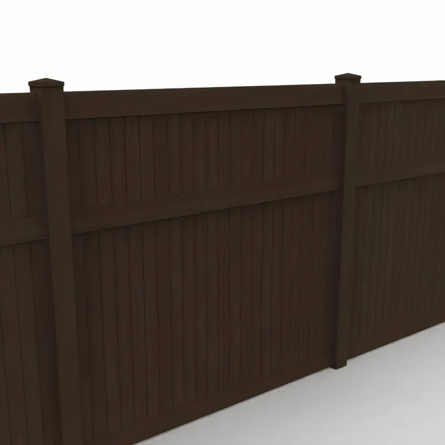 Vinyl Vertical Privacy Fence Panel, 7ft height 6ft width, Dark Sequoia
