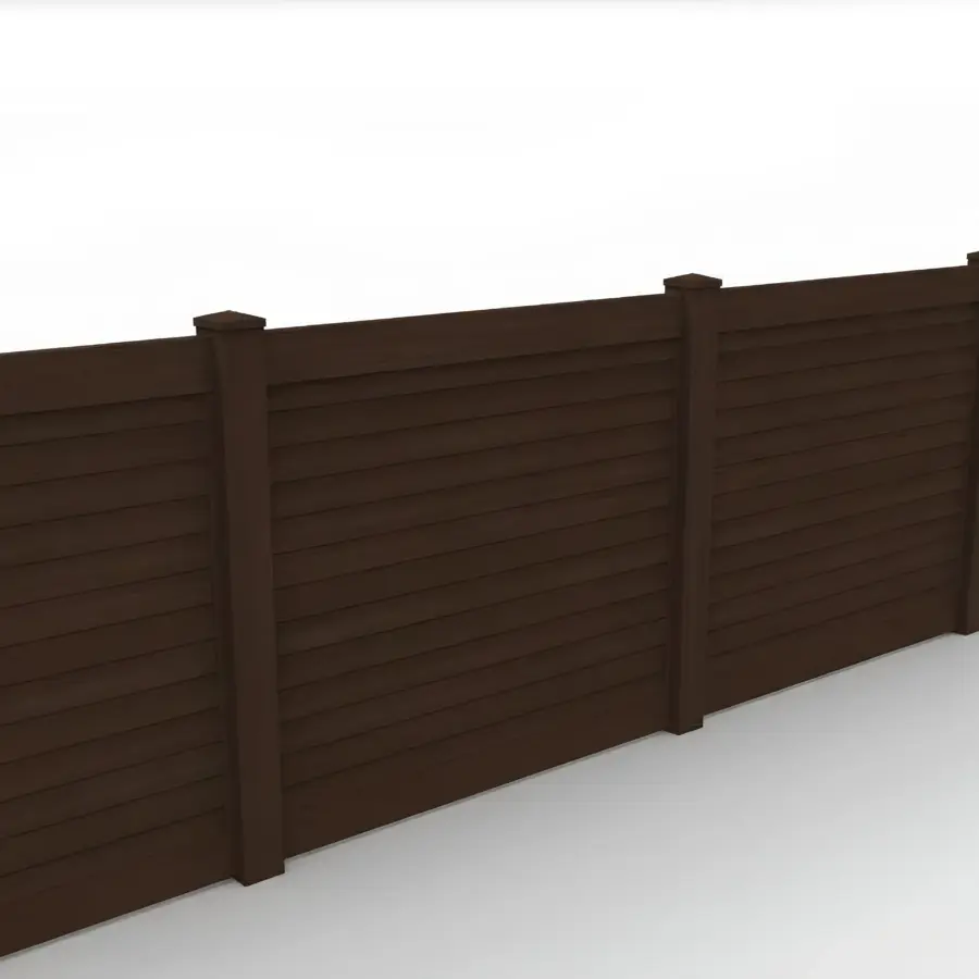 Vinyl Horizontal Privacy Fence Panel, 5ft height 6ft width, Dark Sequoia