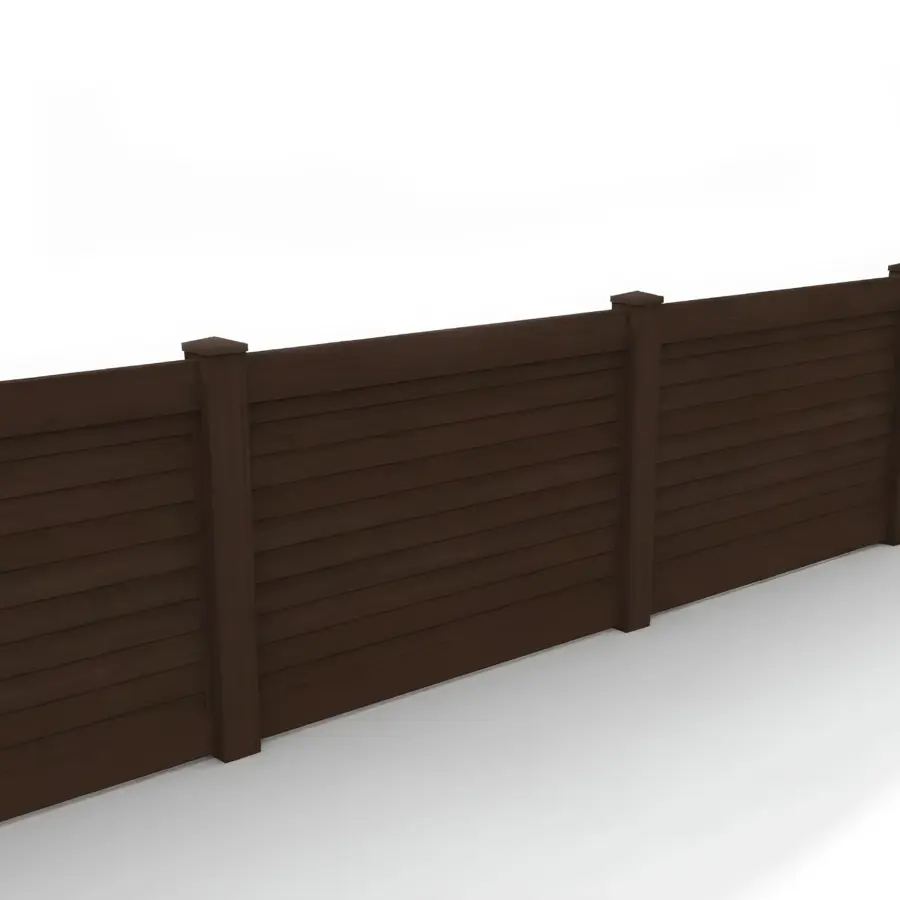 Vinyl Horizontal Privacy Fence Panel, 4ft height 6ft width, Dark Sequoia