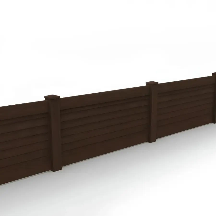 Vinyl Horizontal Privacy Fence Panel, 3ft height 6ft width, Dark Sequoia