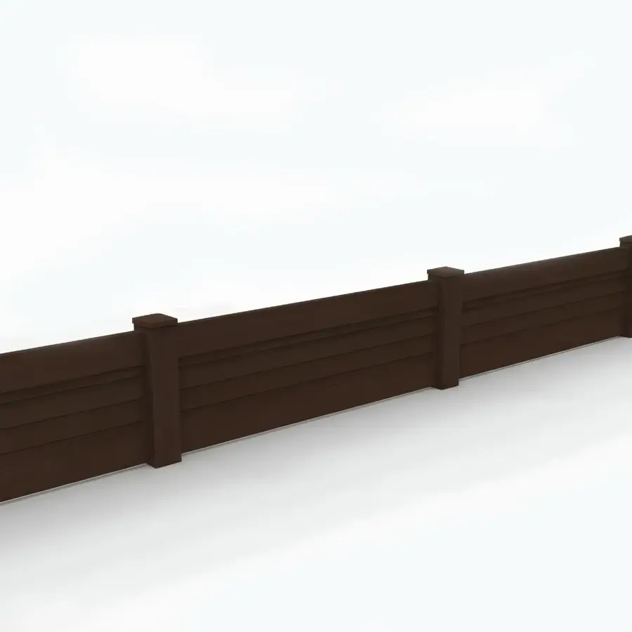 Vinyl Horizontal Privacy Fence Panel, 2ft height 6ft width, Dark Sequoia