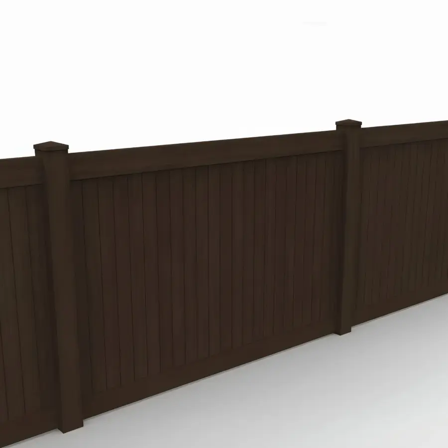 Vinyl Vertical Privacy Fence Panel, 5ft height 6ft width, Dark Sequoia