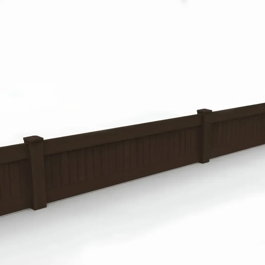 Vinyl Vertical Privacy Fence Panel, 2ft height 6ft width, Dark Sequoia