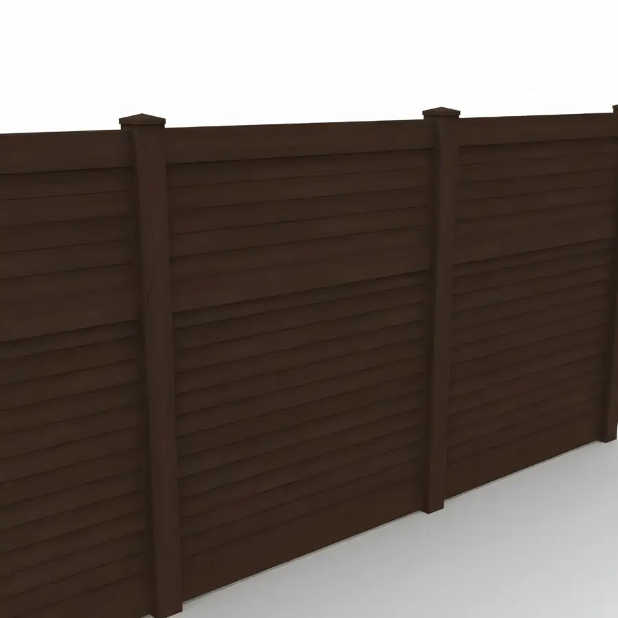 Vinyl Horizontal Privacy Fence Panel, 7ft height 6ft width, Dark Sequoia