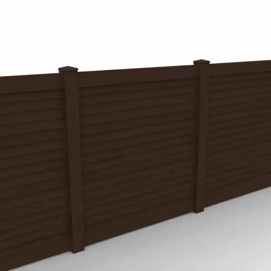 Vinyl Horizontal Privacy Fence Panel, 6ft height 6ft width, Dark Sequoia