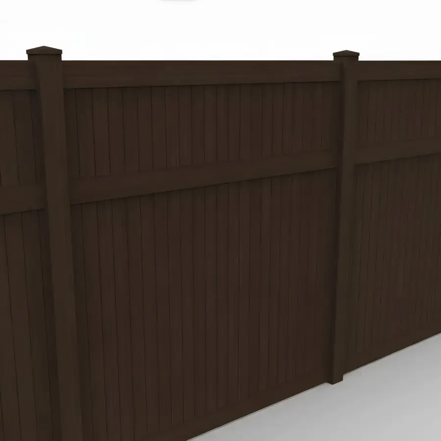 Vinyl Vertical Privacy Fence Panel, 8ft height 6ft width, Dark Sequoia