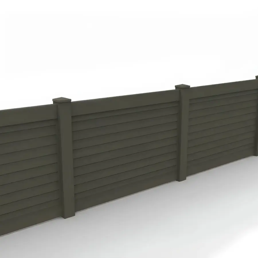 Vinyl Horizontal Privacy Fence Panel, 4ft height 6ft width, Dark Walnut