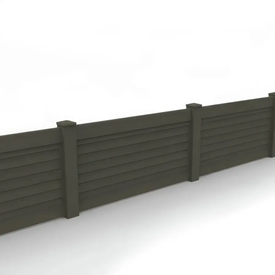 Vinyl Horizontal Privacy Fence Panel, 3ft height 6ft width, Dark Walnut