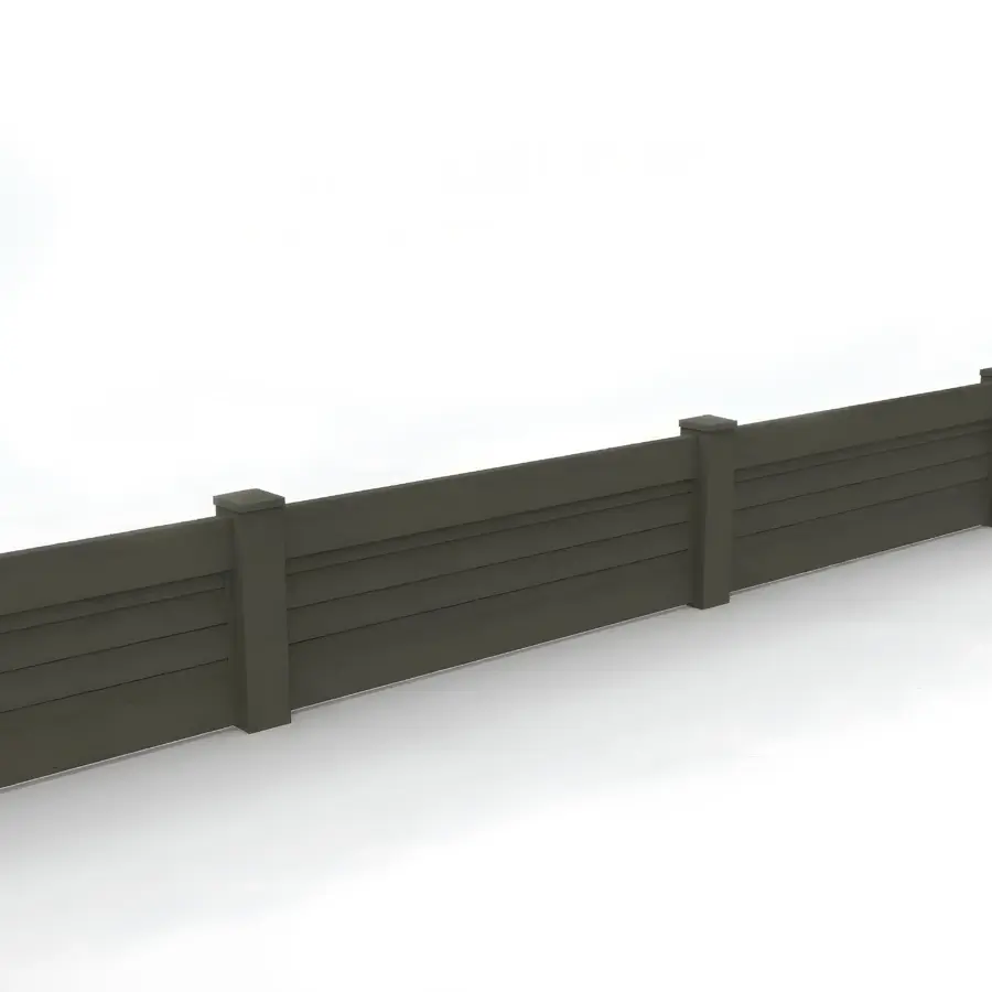 Vinyl Horizontal Privacy Fence Panel, 2ft height 6ft width, Dark Walnut