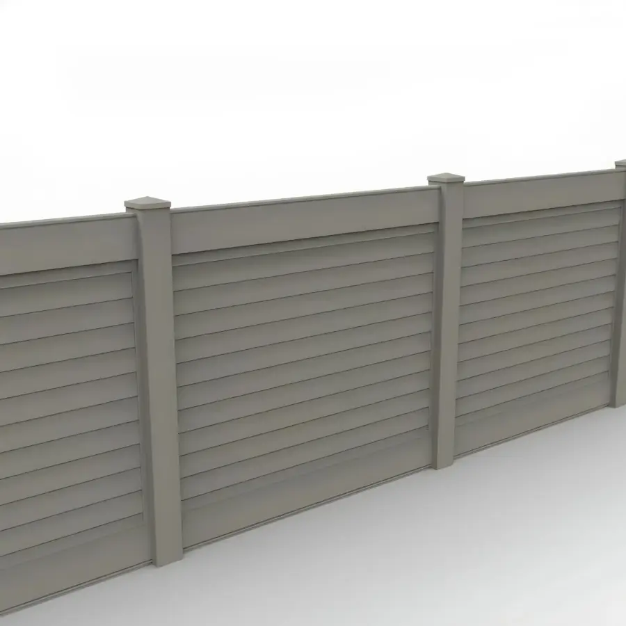 Vinyl Horizontal Privacy Fence Panel, 5ft height 6ft width, Gray