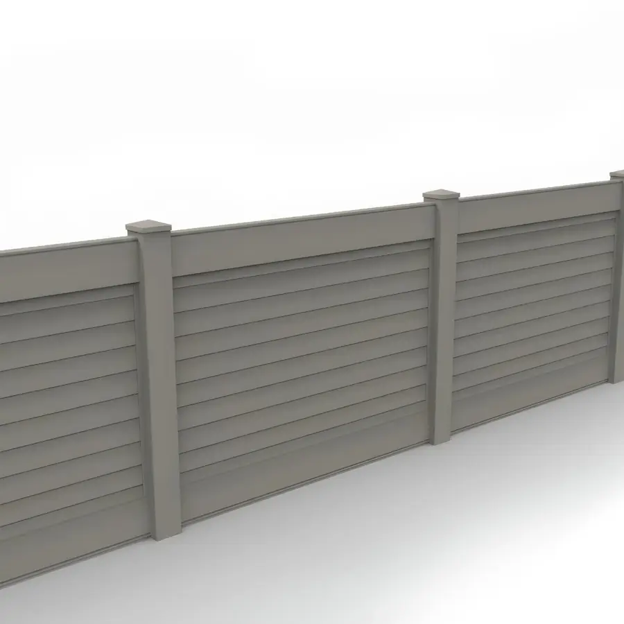 Vinyl Horizontal Privacy Fence Panel, 4ft height 6ft width, Gray