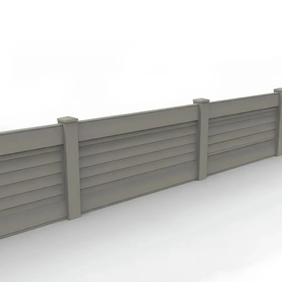 Vinyl Horizontal Privacy Fence Panel, 3ft height 6ft width, Gray