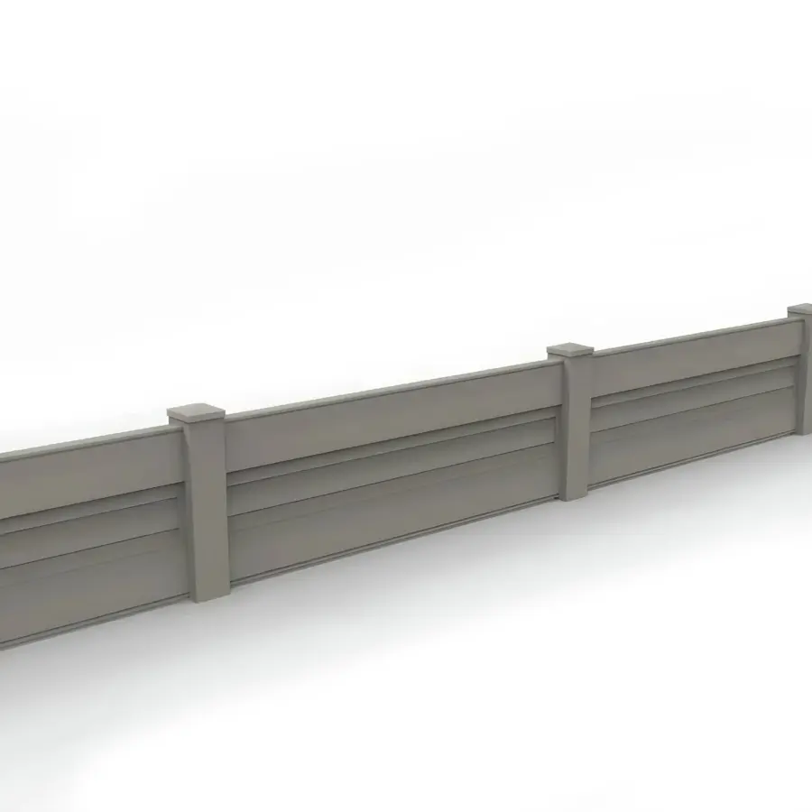 Vinyl Horizontal Privacy Fence Panel, 2ft height 6ft width, Gray