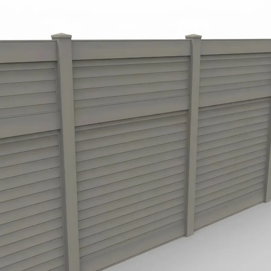 Vinyl Horizontal Privacy Fence Panel, 8ft height 6ft width, Gray