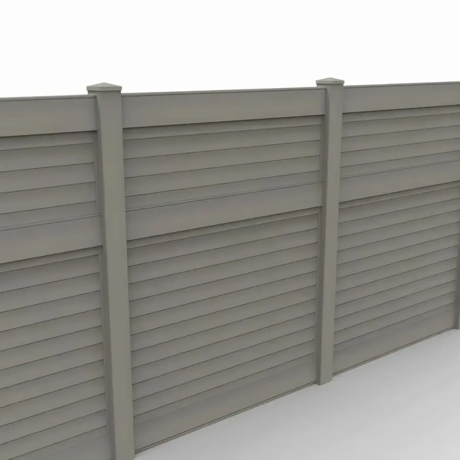 Vinyl Horizontal Privacy Fence Panel, 7ft height 6ft width, Gray