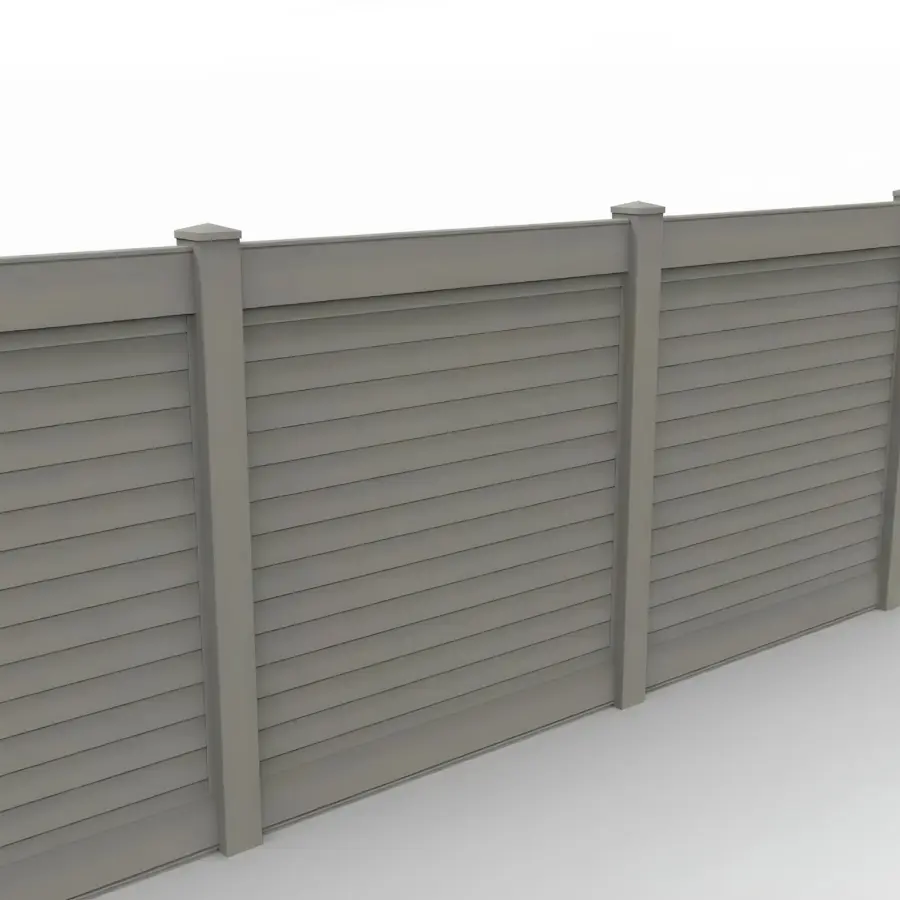 Vinyl Horizontal Privacy Fence Panel, 6ft height 6ft width, Gray