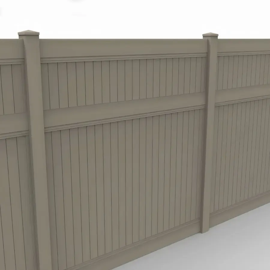 Vinyl Vertical Privacy Fence Panel, 8ft height 8ft width, Gray