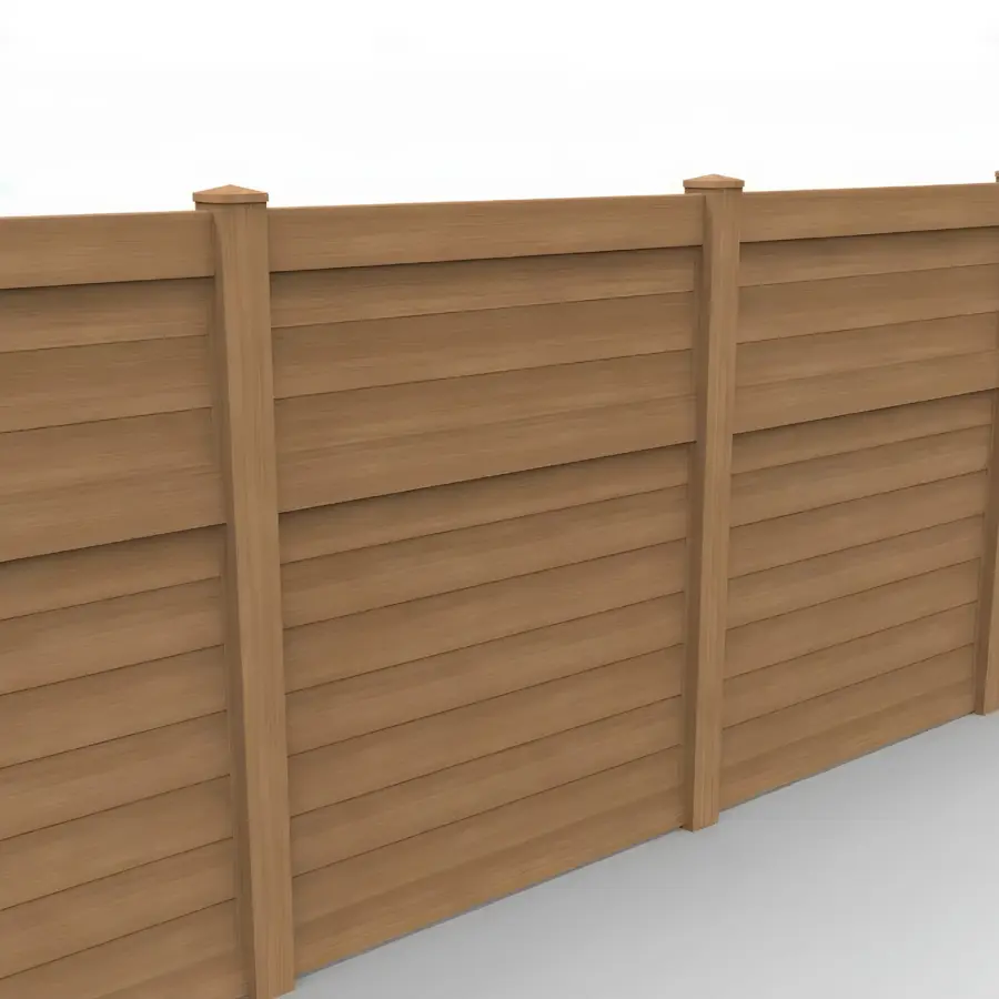 Vinyl Horizontal Privacy Fence Panel, 7ft height 6ft width, Sierra Blend